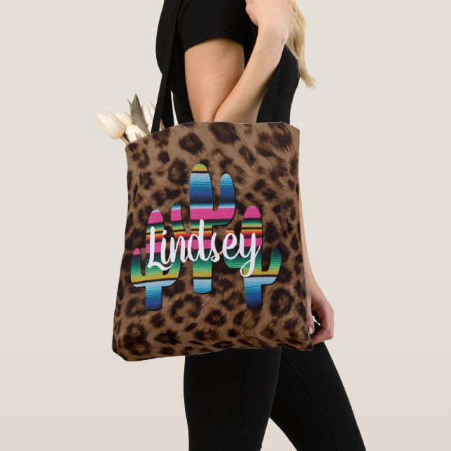 Bolso De Tela El leopardo serape Cactus imprime la Moda de la va (Detalle)