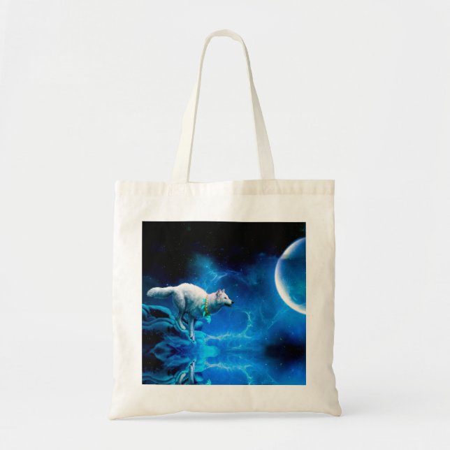 Bolso De Tela El lobo indio y la luna llena (Frente)