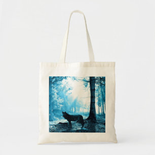 Bolso De Tela El lobo negro solo en el bosque