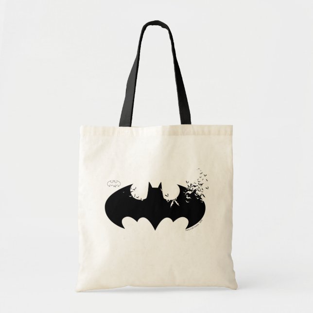 Bolso De Tela El logo clásico de Batman se disuelve en murciélag (Frente)