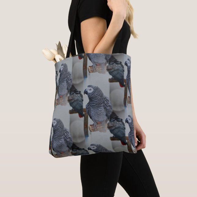 Bolso De Tela El loro gris del Congo en espejo (Detalle)