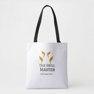 Bolso De Tela El maestro de la parrilla agregue el nombre de la 