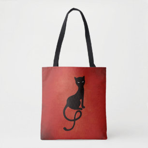 Bolso De Tela El mal gato negro rojo elegante