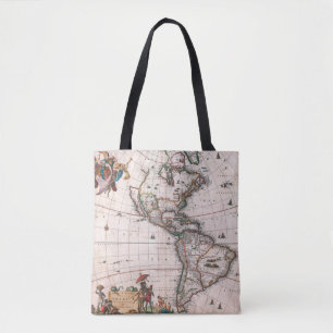 Bolso De Tela El mapa de Visscher del nuevo mundo