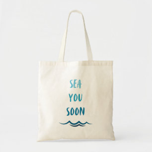 Bolso De Tela El mar de pronto Ombre Azul Mensajes de texto y ol
