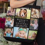 Bolso De Tela El mejor Collage de fotos negro de la abuela 8 del<br><div class="desc">Un buen regalo para la mejor abuela del mundo, este collage de fotos de la familia de ocho fotos con una bolsa de té puede ser personalizado con 8 fotos de nietos, hijos, otros miembros de la familia, mascotas, etc. Personalice la expresión "la mejor abuela del mundo" y si se...</div>