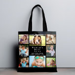 Bolso De Tela El mejor Collage de fotos negro del mundo con 8<br><div class="desc">Un buen regalo para la mejor tía del mundo, este collage de fotos de la familia de ocho se puede personalizar con 8 fotos de sobrinas, sobrinos, otros miembros de la familia, mascotas, etc. Personalice la expresión "la mejor tía del mundo" y si se llama "tía", "Tía", etc., y añada...</div>