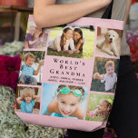 Bolso De Tela El mejor Collage de fotos rosado de la abuela 8 de<br><div class="desc">Un regalo para la mejor abuela del mundo, esta bolsa de ocho fotos familiares de color rosa se puede personalizar con 8 fotos de nietos, hijos, otros miembros de la familia, mascotas, etc. Personalice la expresión "la mejor abuela del mundo" y si se llama "abuela", "Nana", "abuela", etc., y añada...</div>