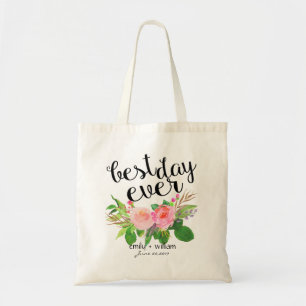 Bolso De Tela "El mejor día de la historia" Boda floral regalo d