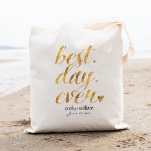 Bolso De Tela El mejor día de la historia   Glossy Golden Boda r
