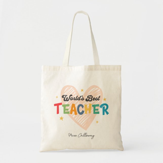 Bolso De Tela El mejor profesor del mundo personalizado (Frente)