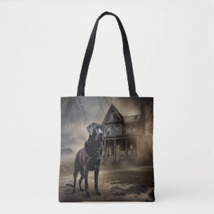 Bolso De Tela El miedo de Halloween en el Labrador Negro