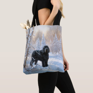 Bolso De Tela El miedo ruso negro deja que nieva a Navidades
