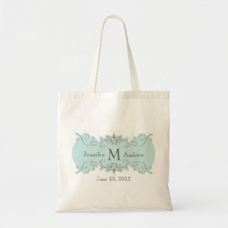 Bolso De Tela El monograma del remolino del vintage nombra la
