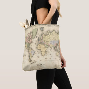 Bolso De Tela El mundo en la proyección de Mercator el 1840