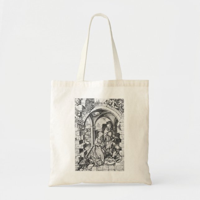 Bolso De Tela El nacimiento de Jesús (por Martin Schongauer) (Frente)
