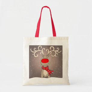 Bolso De Tela El navidad rojo, gris y natural del reno empaqueta
