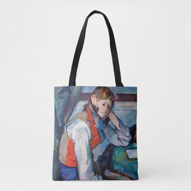 Bolso De Tela El Niño con Chaleco Rojo, Cezanne (Anverso)