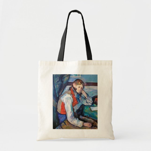 Bolso De Tela El niño en el chaleco rojo, Cezanne (Frente)