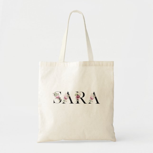 Bolso De Tela El nombre es Sara. Me llamo Sara. (Frente)