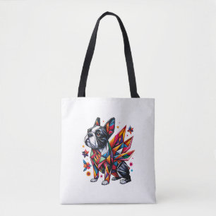 Bolso De Tela El origami de camisetas de Boston Terrier divertid