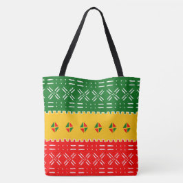 Bolso De Tela El oro rojo divertido y el patrón tribal verde
