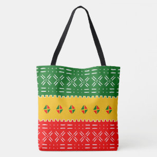 Bolso De Tela El oro rojo divertido y el patrón tribal verde