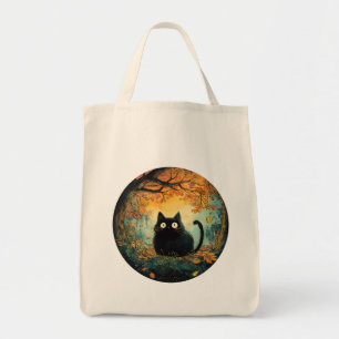 Bolso De Tela El otoño deja a los gatos negros cómodos caer en l