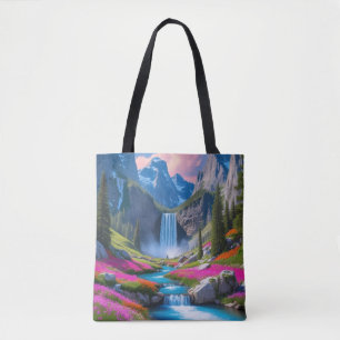 Bolso De Tela El paisaje de las cataratas y las montañas