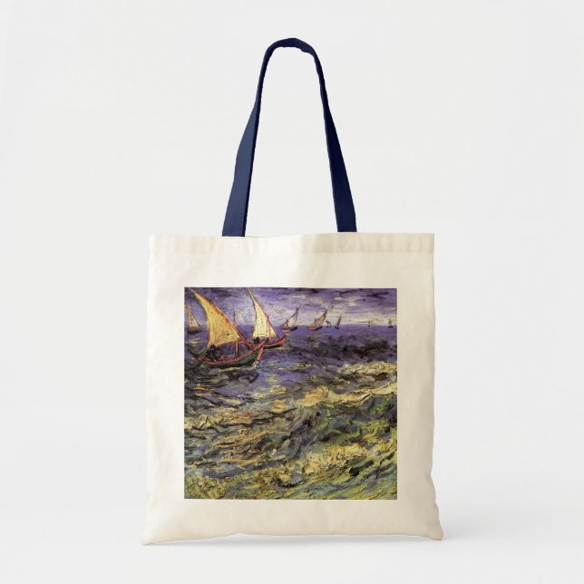 Bolso De Tela El paisaje marino de Saintes Maries por Vincent va (Frente)