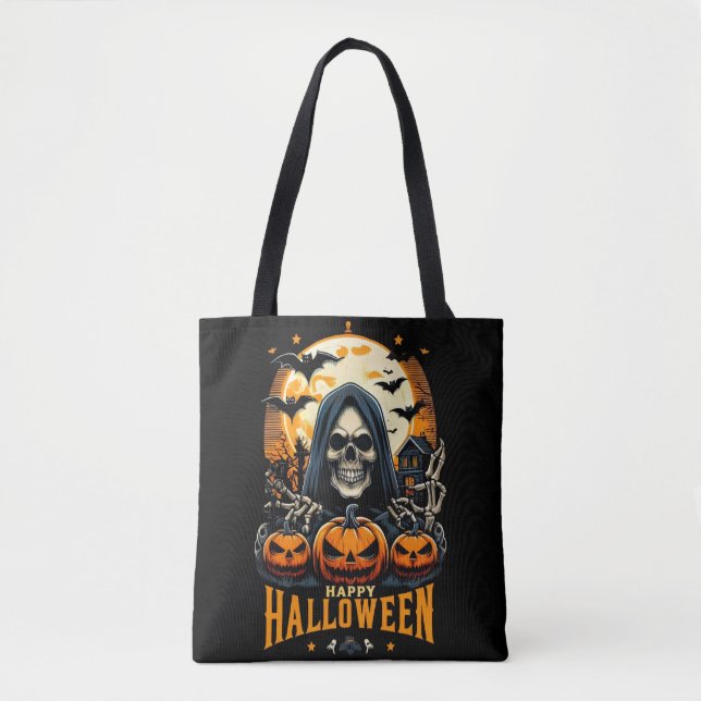 Bolso De Tela El pardo parlanchín pardo Jack O' Lanterns bats Ha (Anverso)