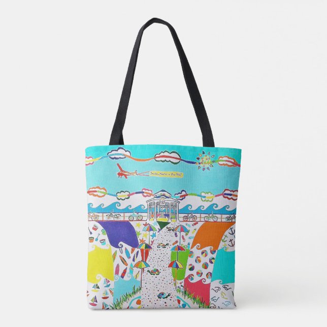 Bolso De Tela El paseo marítimo de la ciudad de Sea Isle (Reverso)