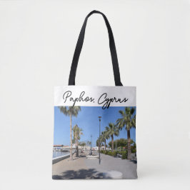 Bolso De Tela El paseo marítimo de Paphos con palmeras