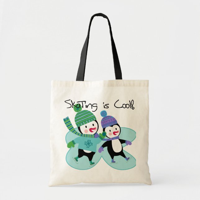 Bolso De Tela El patinaje de los pingüinos es fresco (Frente)