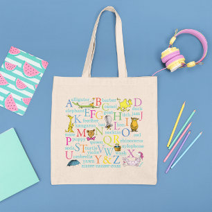 Bolso De Tela El patrón del alfabeto de Dr. Seuss con palabras