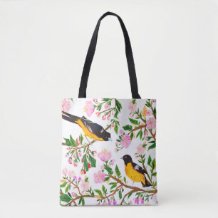 Bolso De Tela El patrón es con pájaros y flores. Es creativo