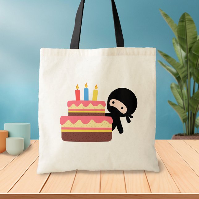 Bolso De Tela El pequeño Ninja detrás del pastel de cumpleaños (Subido por el creador)