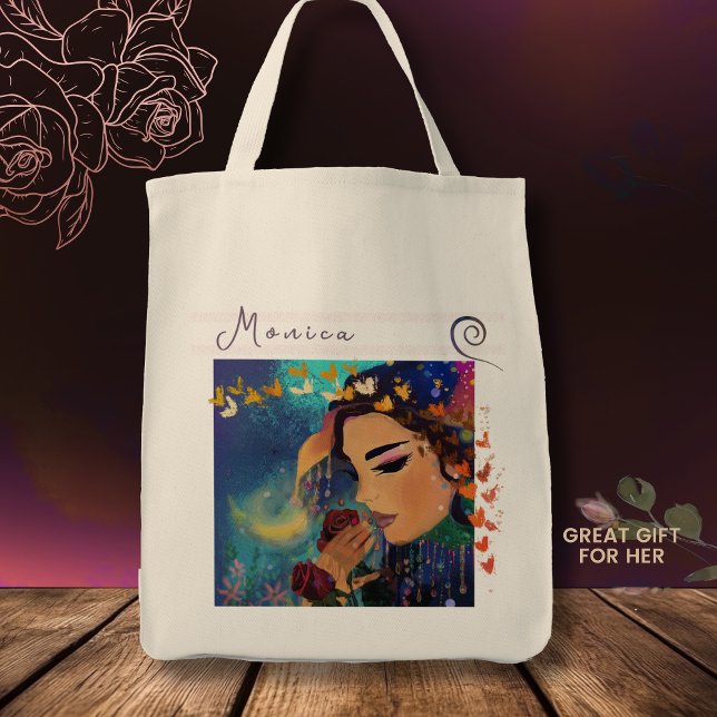 Bolso De Tela El perfume de los Rosas (Scent of Roses Whimsical Tote Bag)