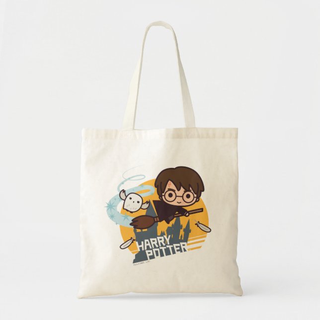 Bolso De Tela El personalizado Harry y Hedwig Flying Past Hogwar (Frente)