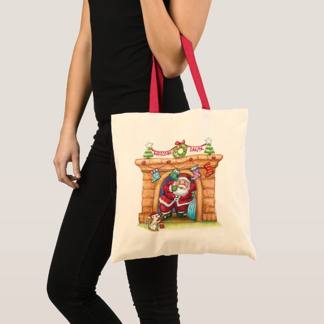 Bolso De Tela El Personalizado lindo, Jolly Santa Claus, viene a (Anverso (producto))