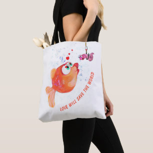 Bolso De Tela El Personalizado romántico de peces y gusanos div