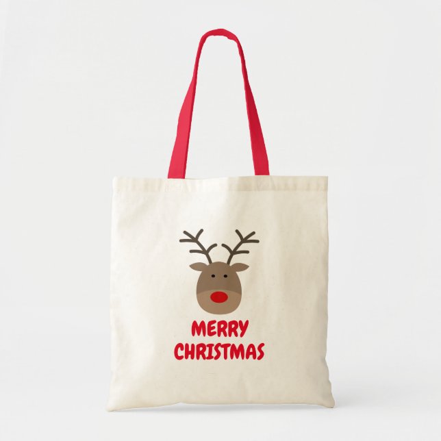 Bolso De Tela El personalizado Rudolph, Navidades de renos en la (Frente)