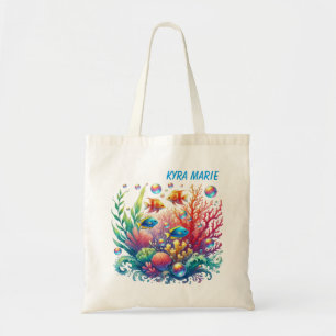 Bolso De Tela El pescado del océano suave añade nombre a la play
