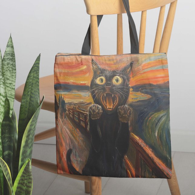 Bolso De Tela El peso (Introducing "The Scream Cat" tote bag, a purr-sonalized twist on Munch's classic scream! )