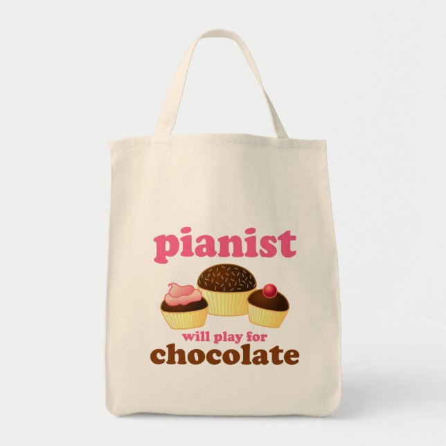 Bolso De Tela El pianista jugará para el chocolate (Frente)