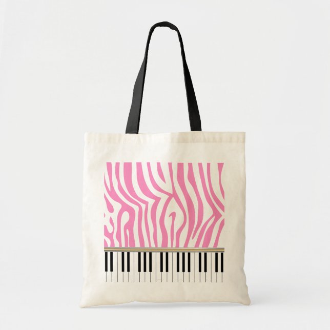 Bolso De Tela El piano cierra el estampado de zebra rosado (Frente)