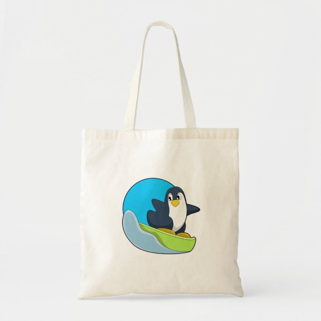 Bolso De Tela El pingüino como snowboard con Sonowboard.PNG (Frente)
