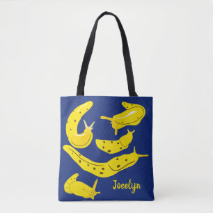 Bolso De Tela El plátano corre con el amarillo y el azul real p
