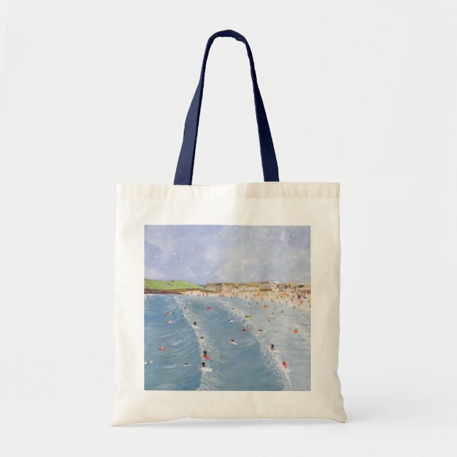 Bolso De Tela El practicar surf en Porthmeor (Frente)