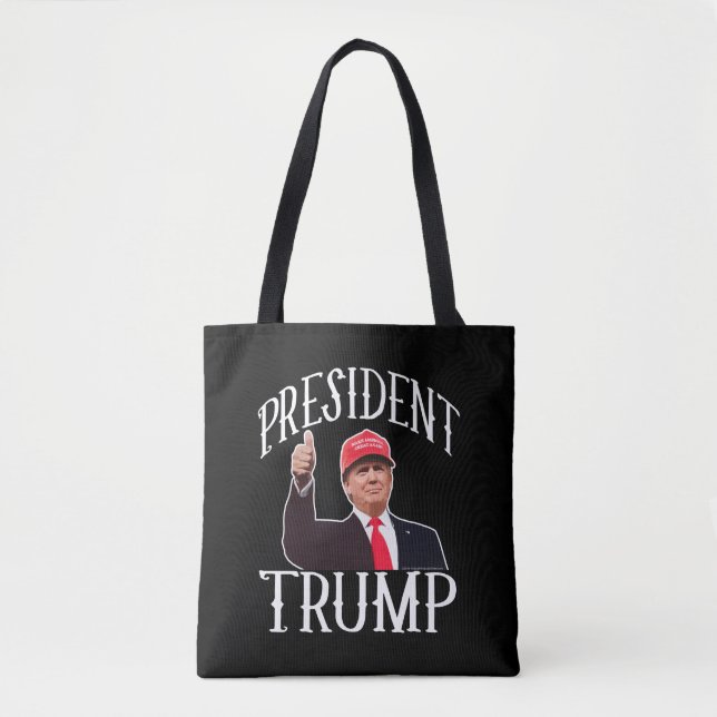 Bolso De Tela El presidente Donald Trump, Gorra Rojo, da las gra (Anverso)